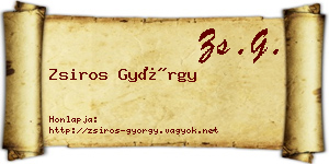 Zsiros György névjegykártya