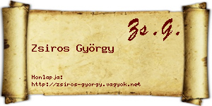 Zsiros György névjegykártya